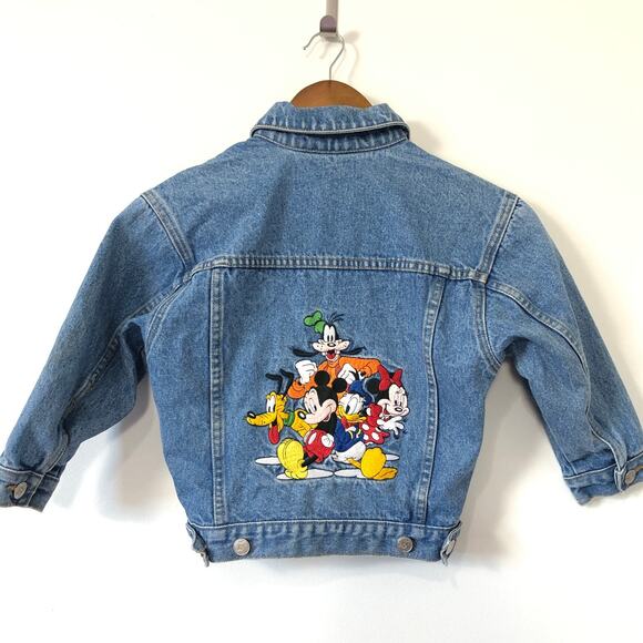 Vintage Disney Store Embroidered Denim Jacket Kids XS Y2K Mickey Minnie Goofy - Picture 5 of 12